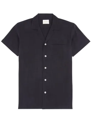 Short Sleeve Camp Collar Shirt - Black