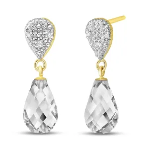 4.53 Carat 14K Solid Yellow Gold Splendid White Topaz Diamond Earrings