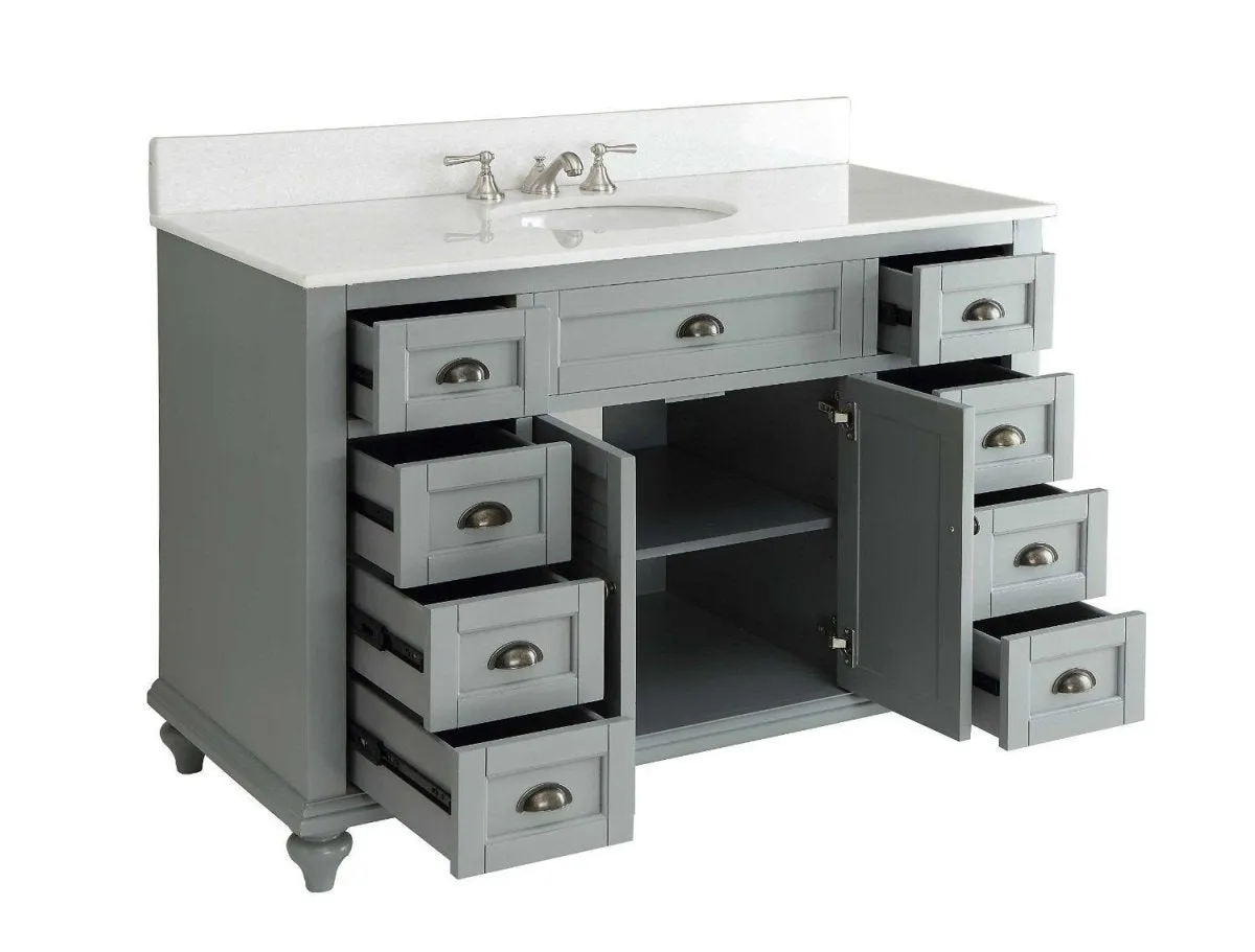 49" Benton Collection Cottage style Glennville Bathroom Sink Vanity GD28329CK (Grey)