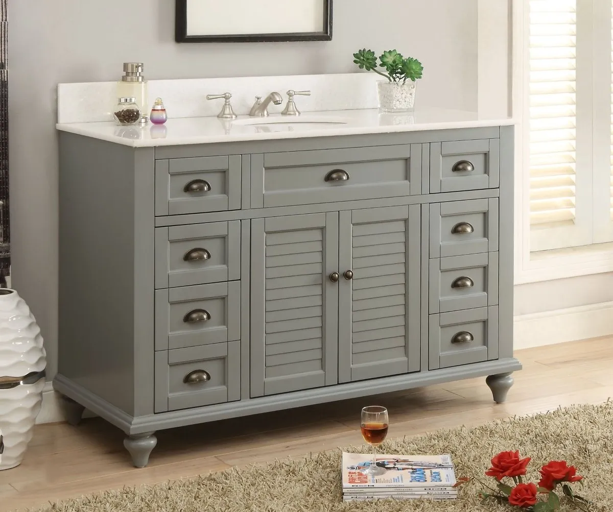 49" Benton Collection Cottage style Glennville Bathroom Sink Vanity GD28329CK (Grey)