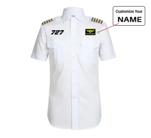 727 Flat Text Designed Pilot Shirts