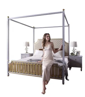 Acme Furniture House Marchese California King Canopy Bed in Pearl Gray 28854CK