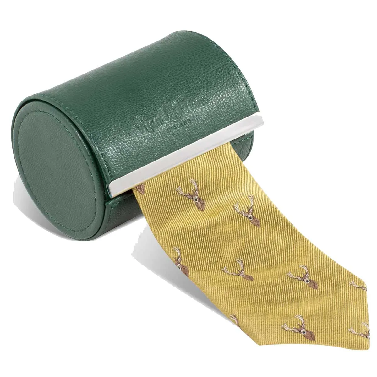 ALAN PAINE Ripon Silk Tie - Stags Head Design - Gold