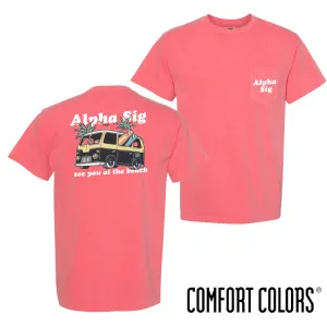 Alpha Sig Comfort Colors Groovy Beach Short Sleeve Pocket Tee