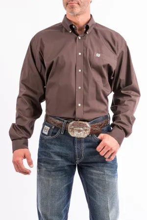 Cinch Men's Solid Brown Button-Down Shirt