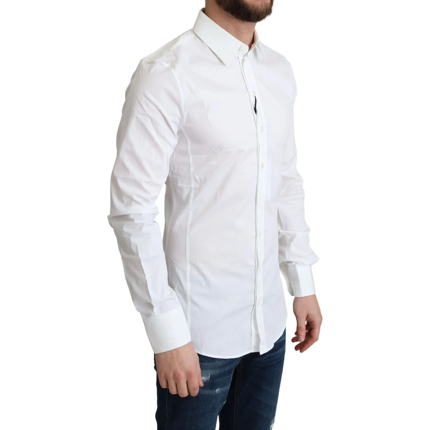 Dolce & Gabbana Elegant White Cotton Stretch Dress Shirt