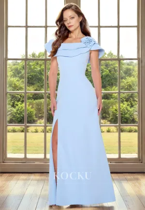 Elegant & Simple Short sleeves Split Cocktail Mother of the Bride Dress