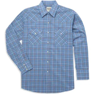 Ely Cattleman Men´s Blue Plaid Print Blue Shirt