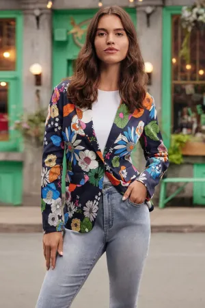 FLORAL PRINTED LINEN BLAZER