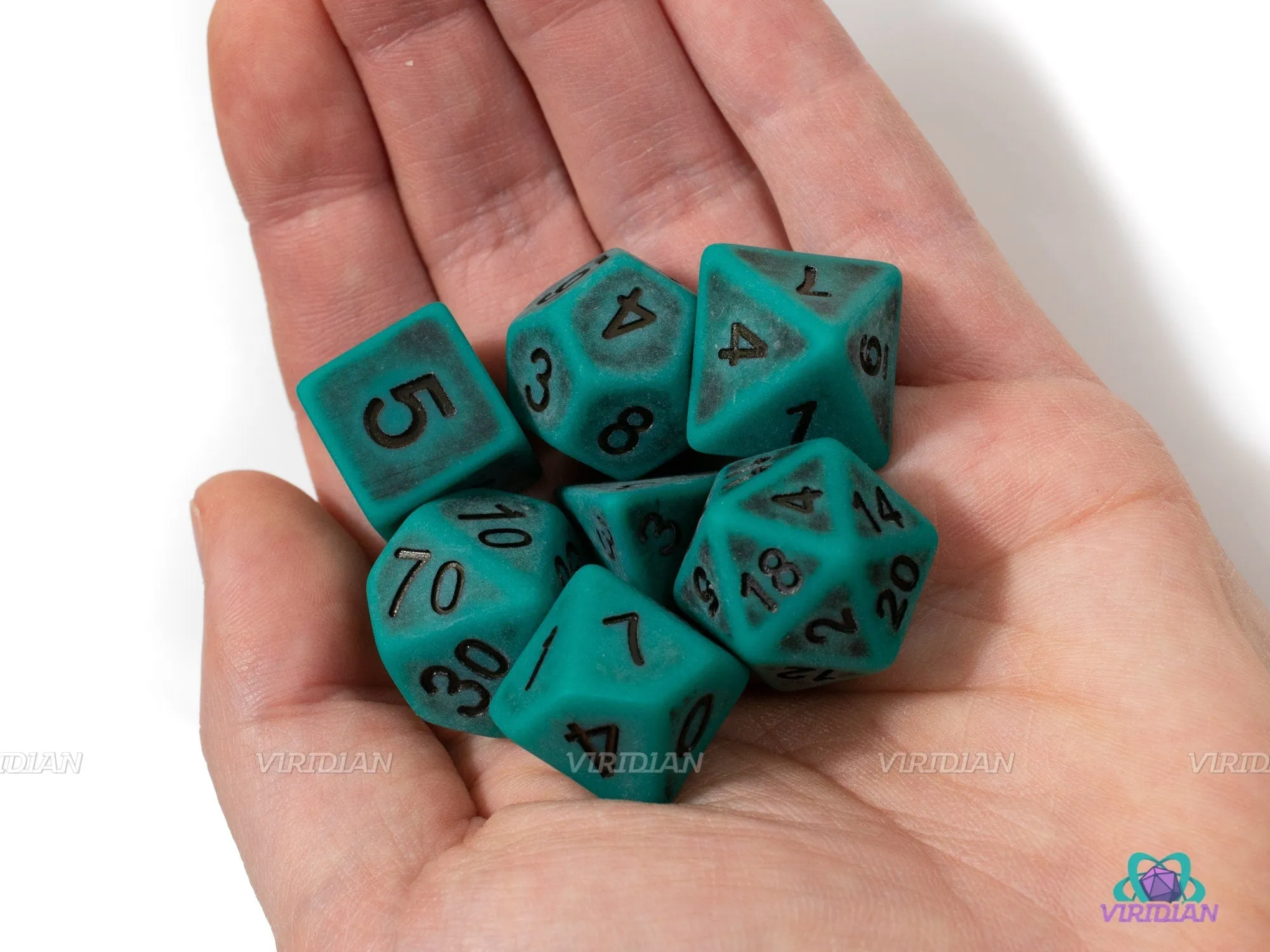 Forest Guardian | Green and Black Worn Acrylic Dice Set (7) | Dungeons and Dragons (DnD)