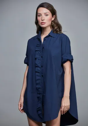 Girlfriend Cotton Shirt - Royal Blue