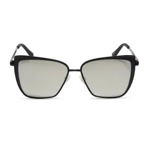 GRACE - MATTE BLACK   GREY MIRROR SUNGLASSES