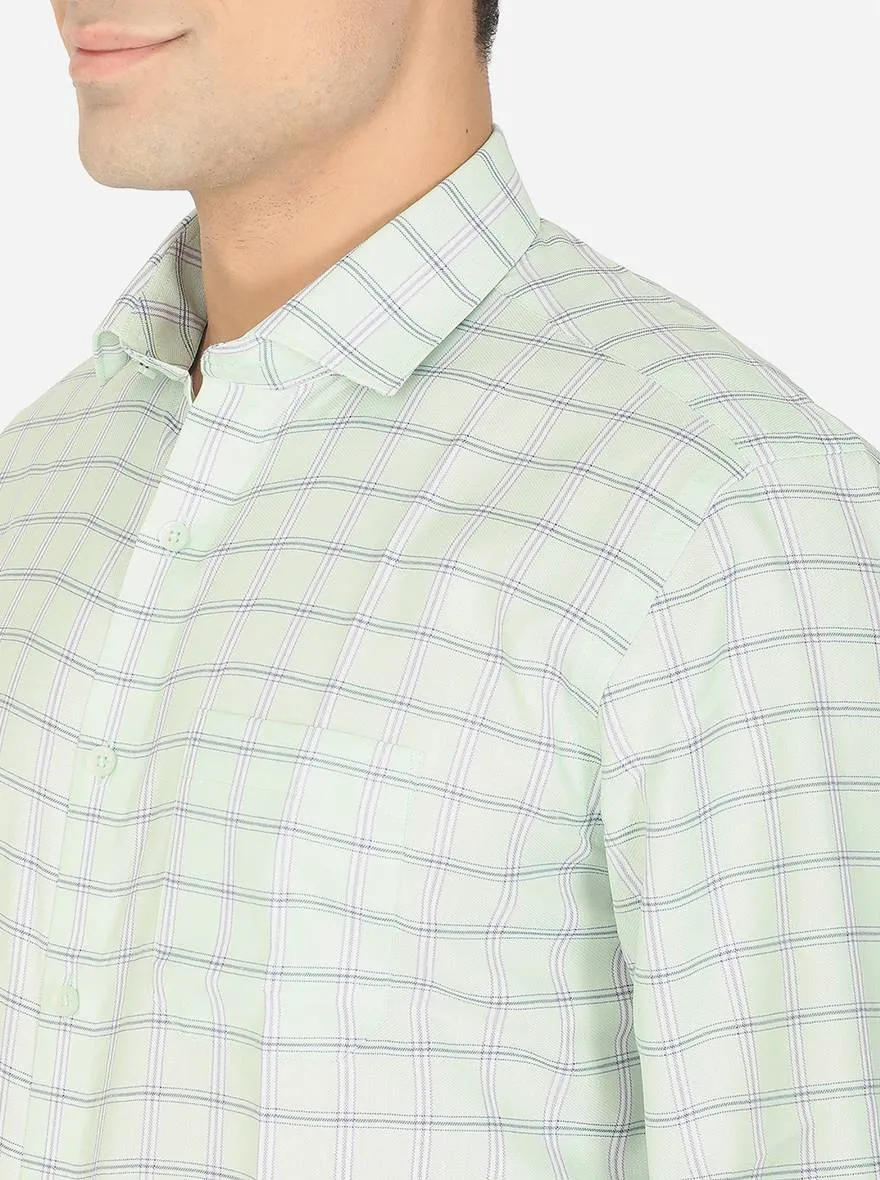 Green & Blue Checked Regular Fit Formal Shirt | Greenfibre