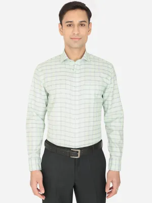 Green & Blue Checked Regular Fit Formal Shirt | Greenfibre