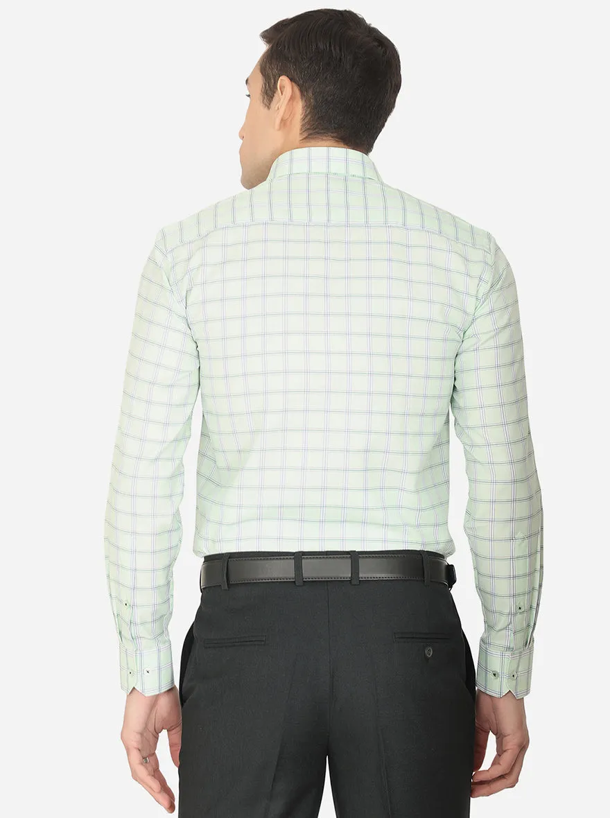 Green & Blue Checked Regular Fit Formal Shirt | Greenfibre