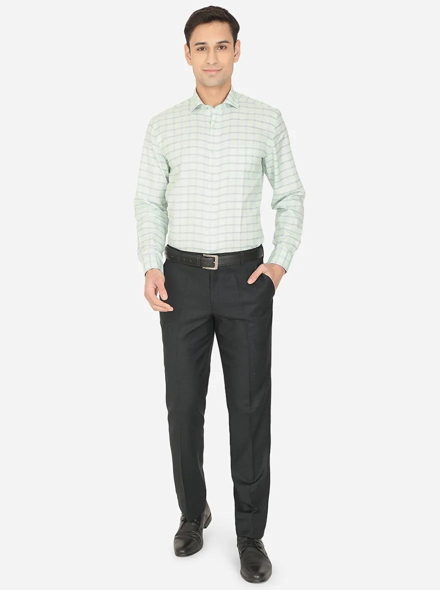 Green & Blue Checked Regular Fit Formal Shirt | Greenfibre