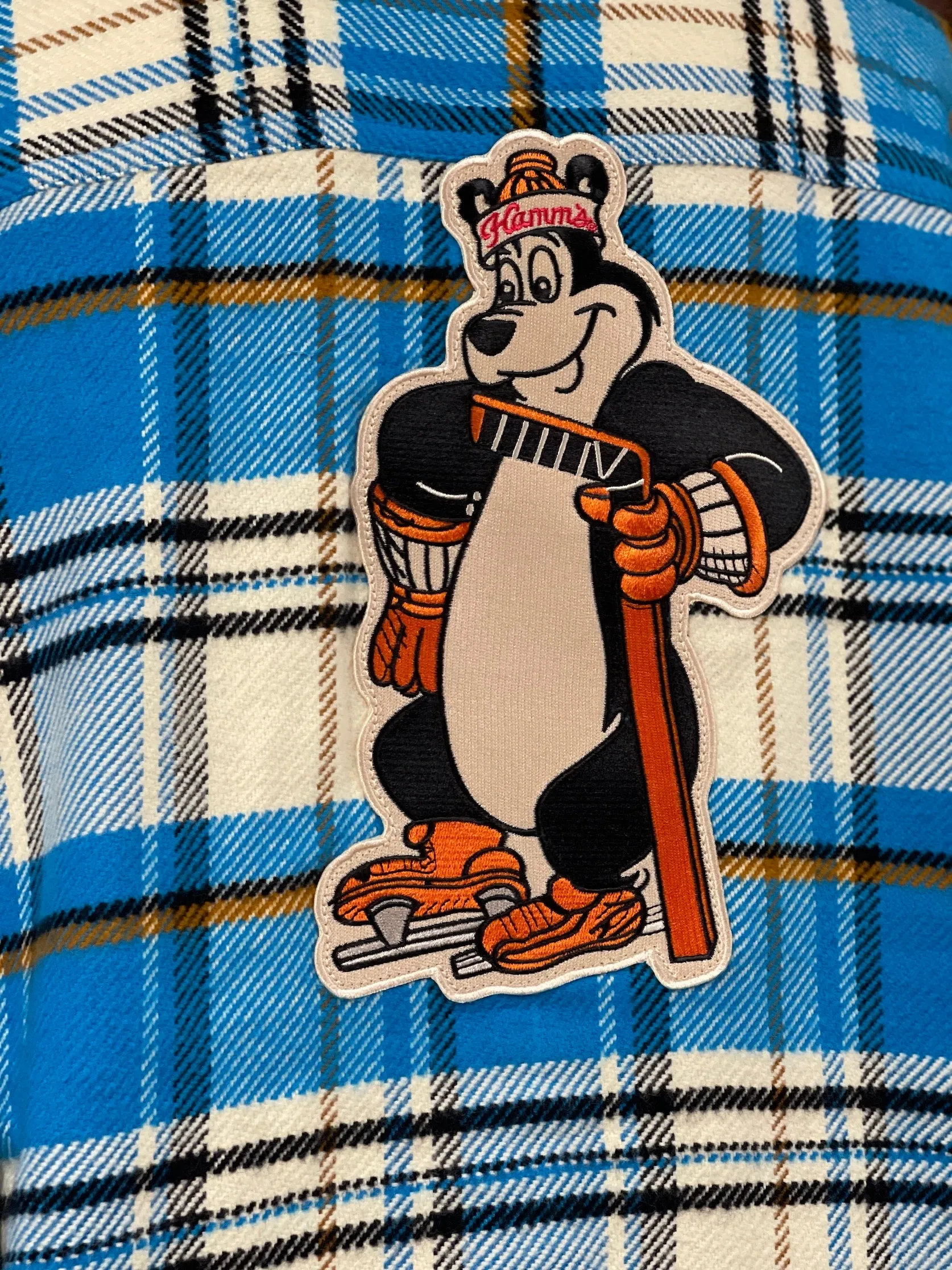 Hamm's HOCKEY BEAR Heavyweight Brawny Flannel- Blue/ White