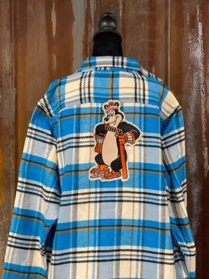 Hamm's HOCKEY BEAR Heavyweight Brawny Flannel- Blue/ White