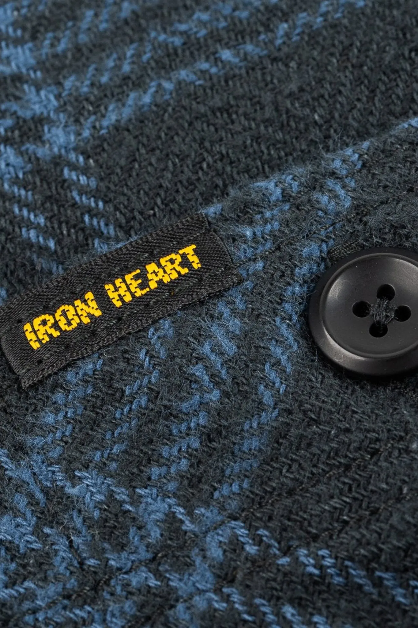 Iron Heart 12oz Slubby Heavy Flannel Check Work Shirt - Black