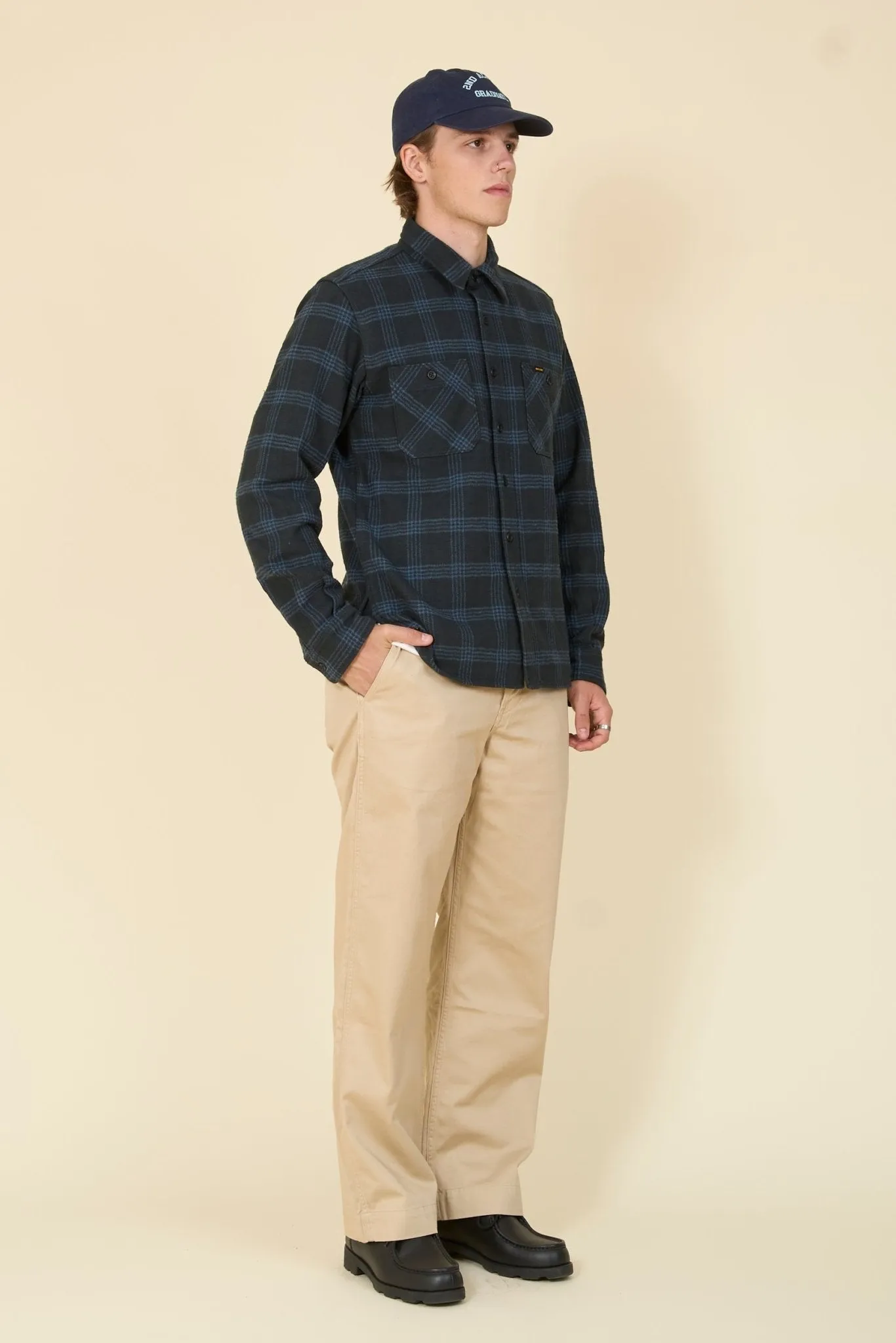 Iron Heart 12oz Slubby Heavy Flannel Check Work Shirt - Black