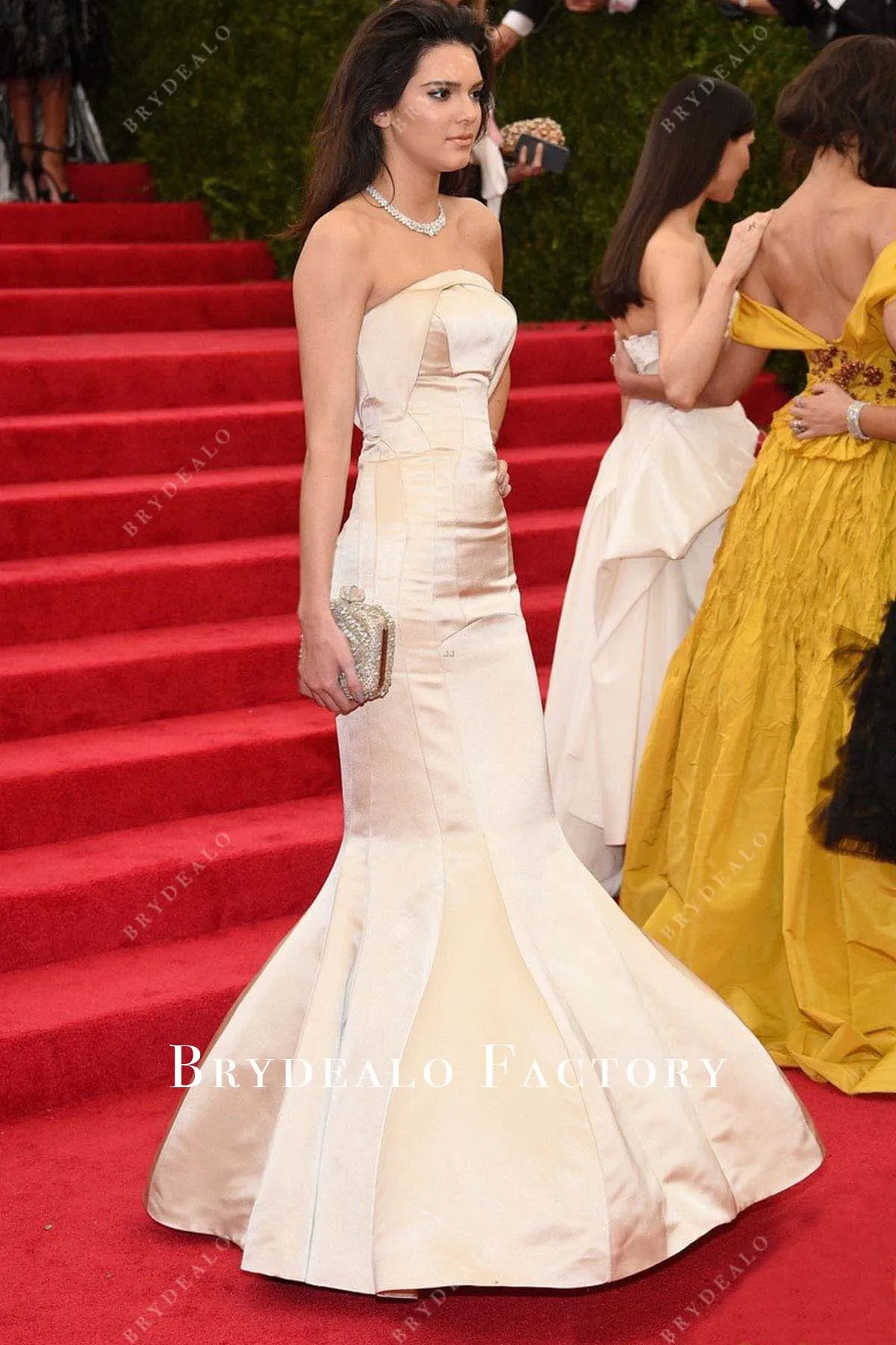 Kendall Jenner Champagne Strapless 2014 Met Ball Dress