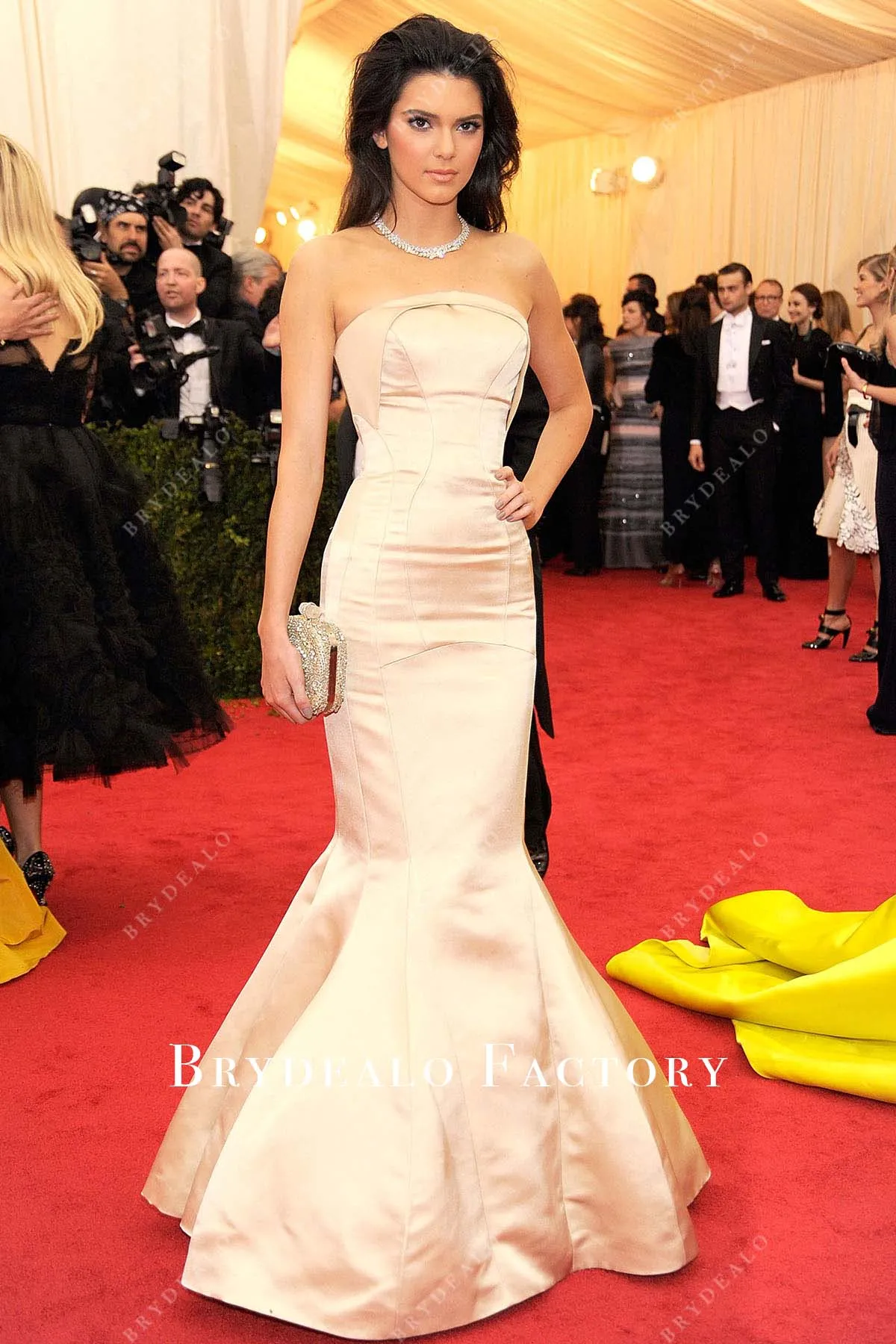 Kendall Jenner Champagne Strapless 2014 Met Ball Dress