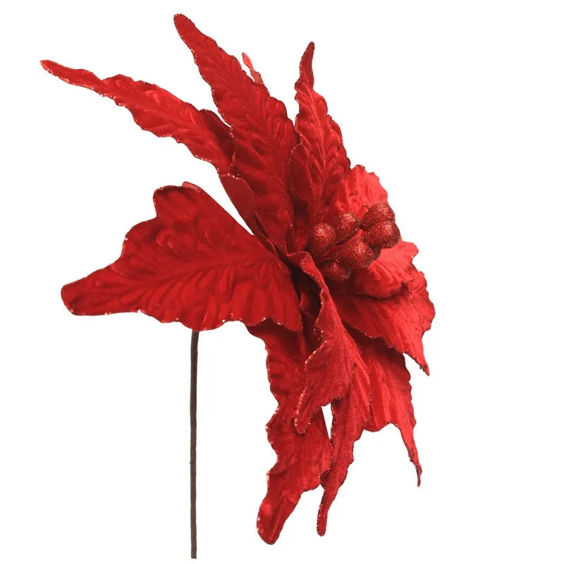 Large Red Poinsettia Stem 60x50cm