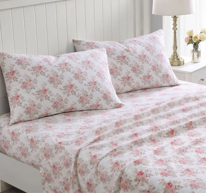 Lisalee Printed Flannelette Cotton Sheet Set Range Pink