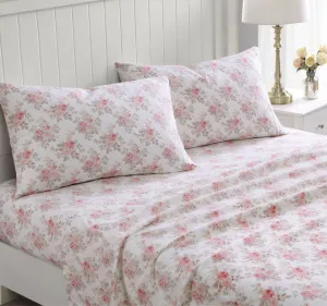 Lisalee Printed Flannelette Cotton Sheet Set Range Pink