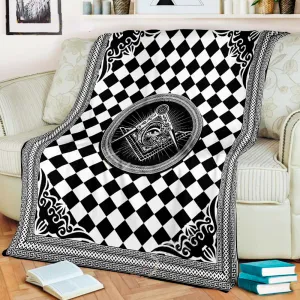 Master Mason Blue Lodge Blanket - 3D Printed Checkered Pattern