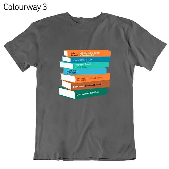 Personalized Grey and Black Bookshelf T-Shirt for Book Lovers