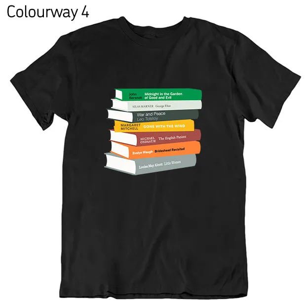 Personalized Grey and Black Bookshelf T-Shirt for Book Lovers