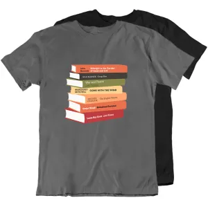 Personalized Grey and Black Bookshelf T-Shirt for Book Lovers