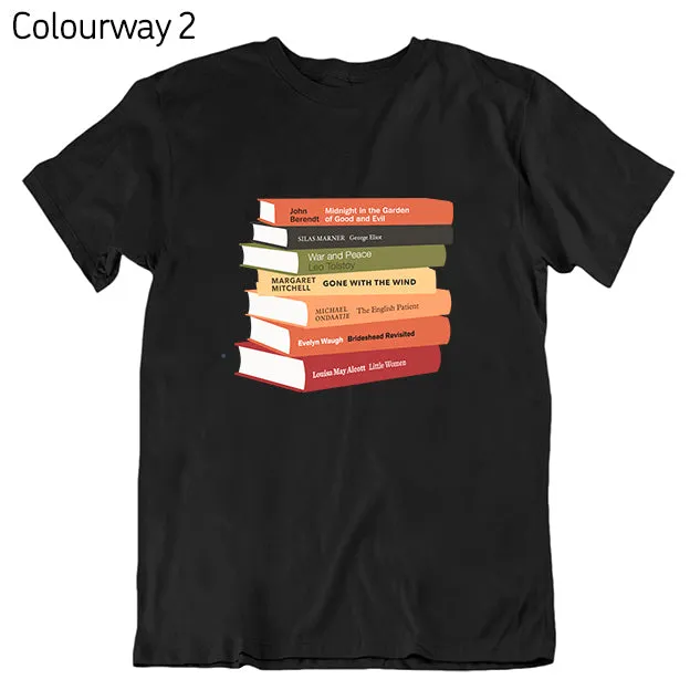 Personalized Grey and Black Bookshelf T-Shirt for Book Lovers