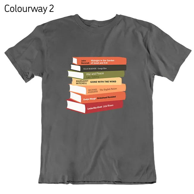 Personalized Grey and Black Bookshelf T-Shirt for Book Lovers