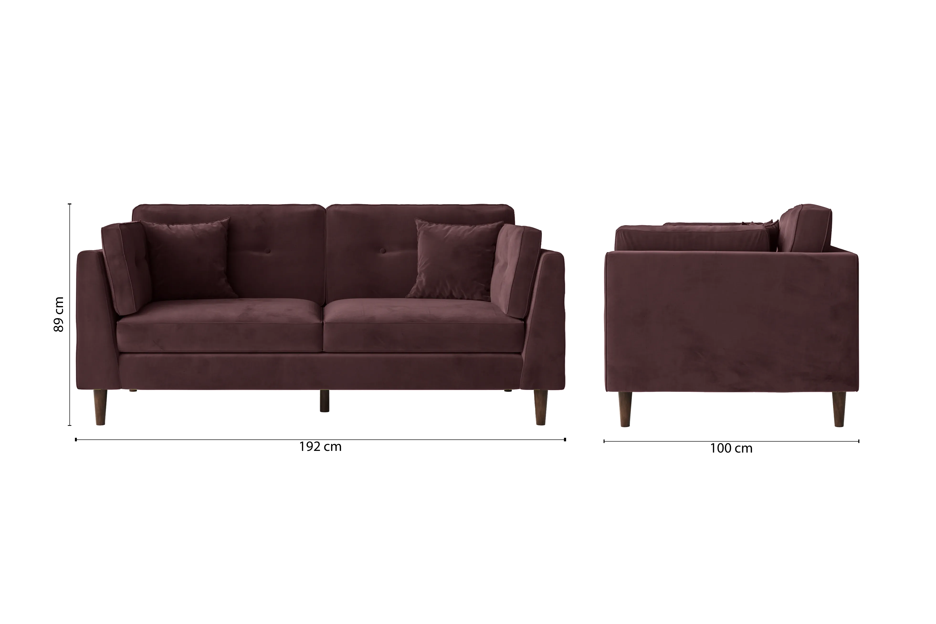 Ragusa 3 Seater Sofa Grape Velvet