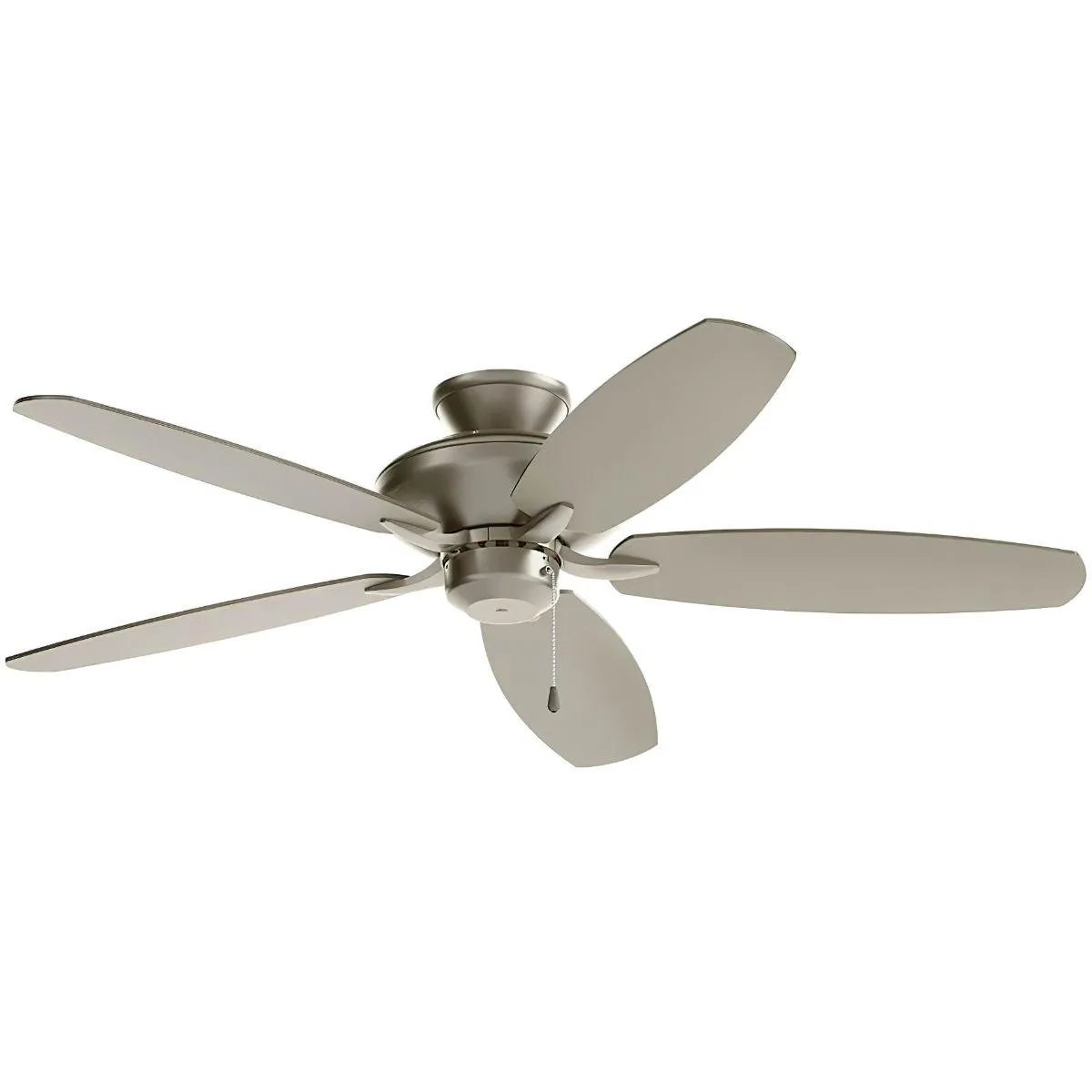 Renew Patio 52 Inch Brushed Nickel Damp Rated Ceiling Fan with Pull Chain