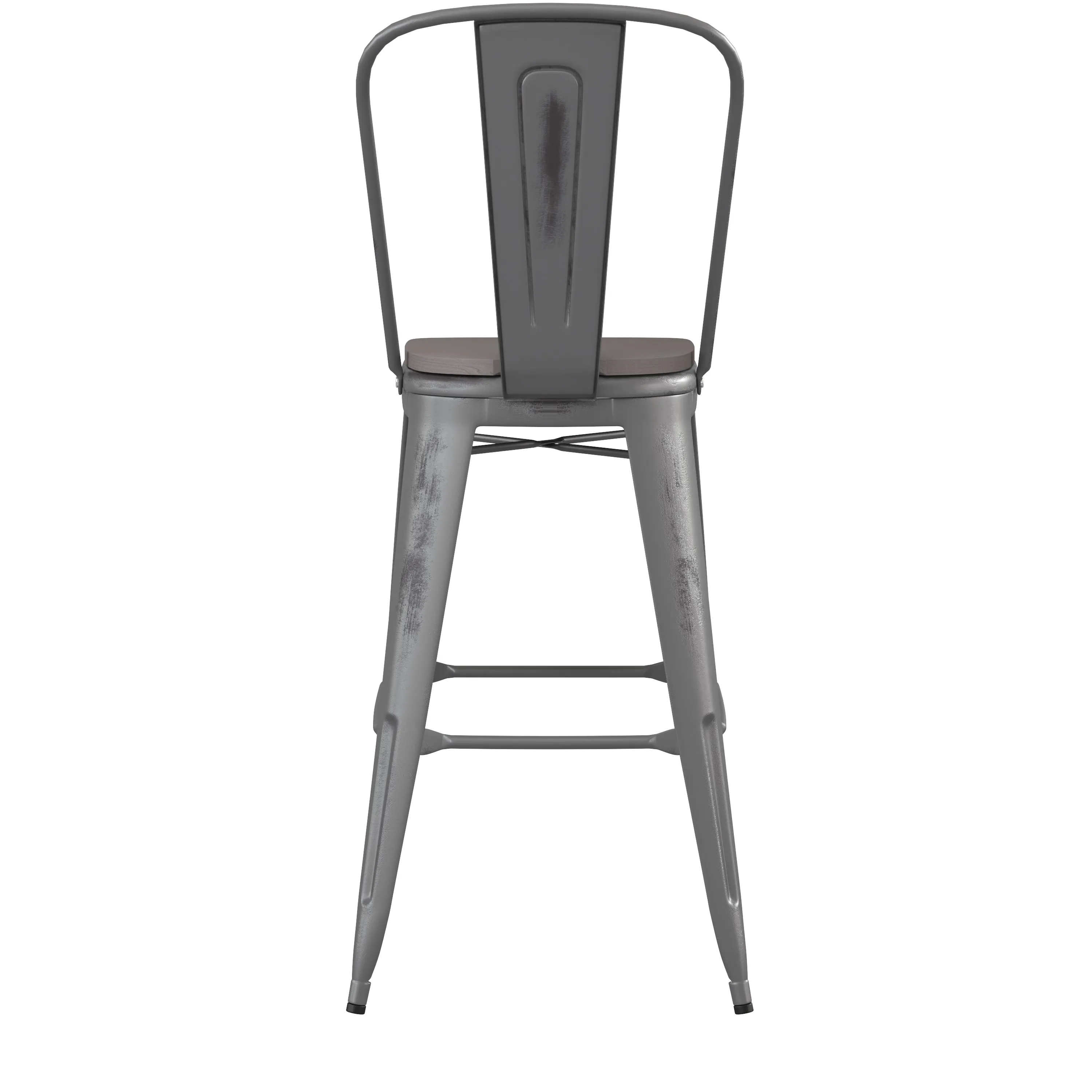 Silver Metal Stool-Gray Seat ET-3534-30-SIL-PL1G-GG