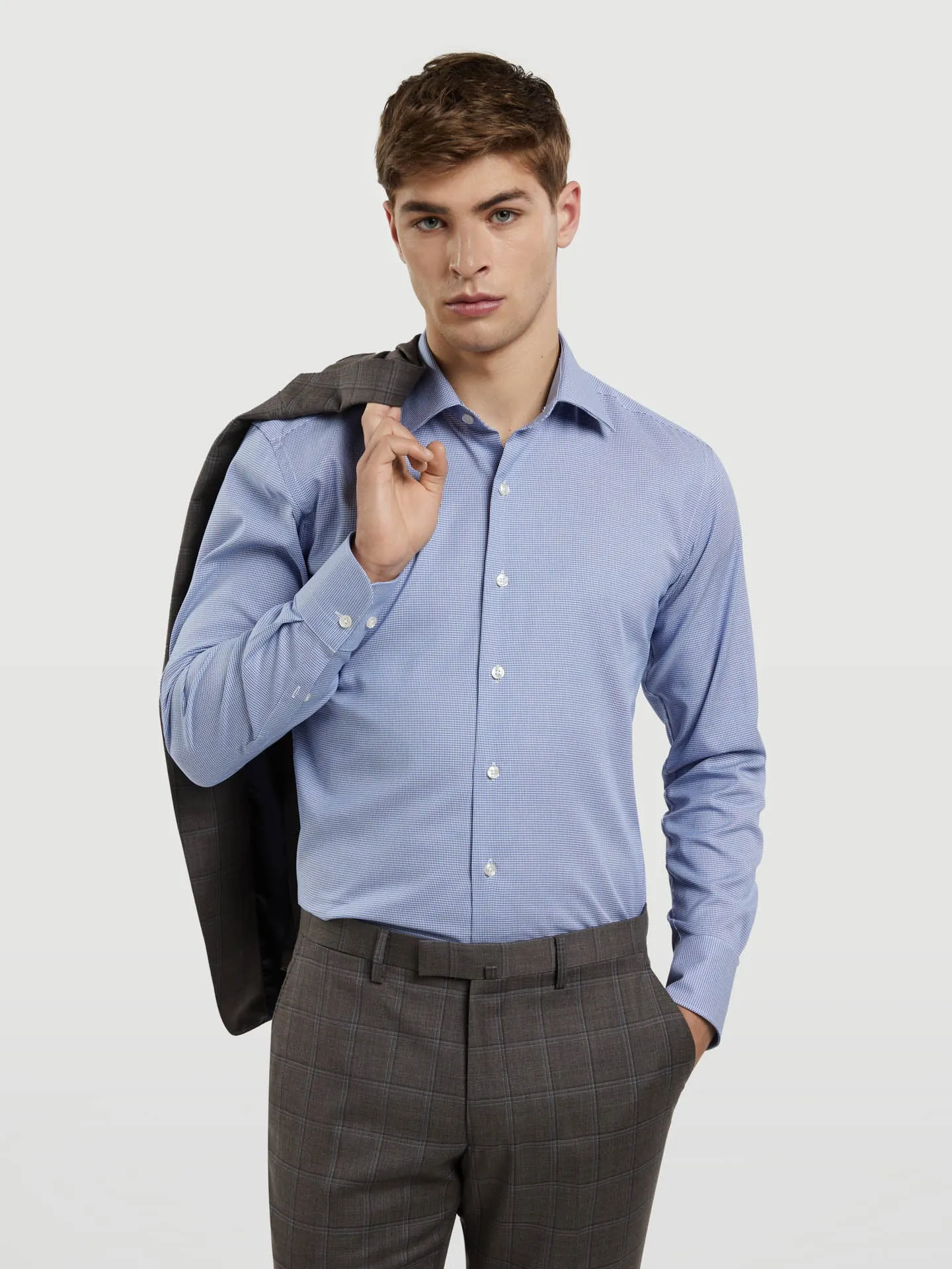 Slim Fit Business pied poule Formal Shirt