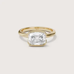 Soleil Antique Cut Cushion Half Bezel Solitaire