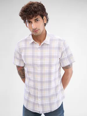 Spykar Powder Yellow Cotton Polyester Half Sleeve Raised Collar Shirt For Men