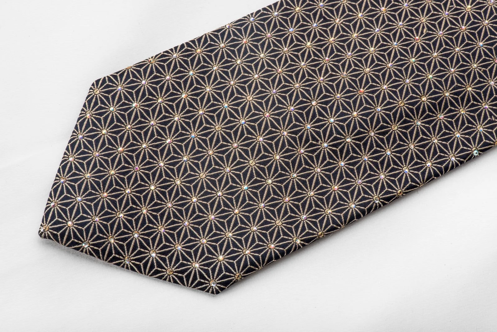 Ungaro Men's Crystal Tie Golden Trellis On Navy With Gold Sparkles