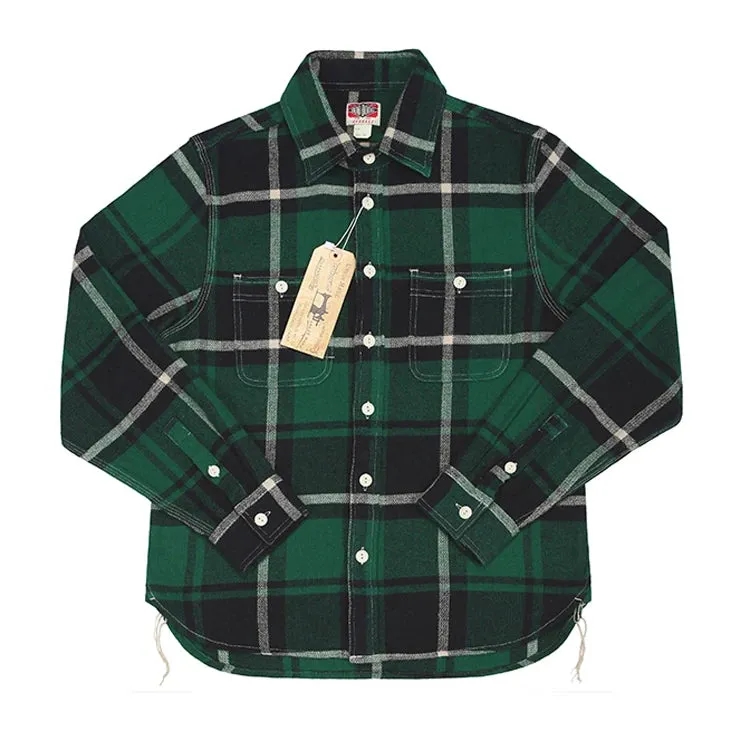 Vintage Style Flannel Work Shirt - Men's Long Sleeve Plaid Casual Shirts