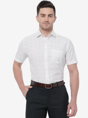 White & Black Checked Regular Fit Formal Shirt | Greenfibre