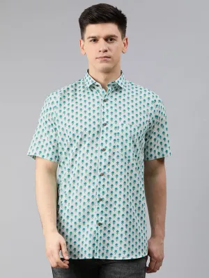 White Cotton Short Sleeves Shirts For Men-Mmh035