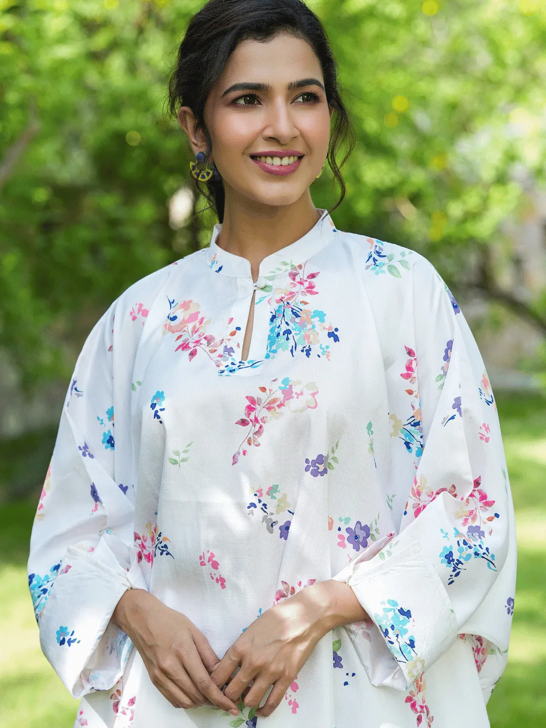 Women White Silk Blend Co-Ord Set
