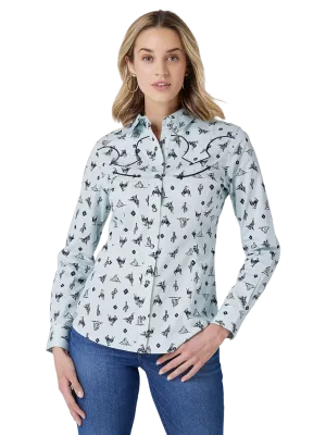 Wrangler Women's Retro Cowgril Cactus Snap Shirt